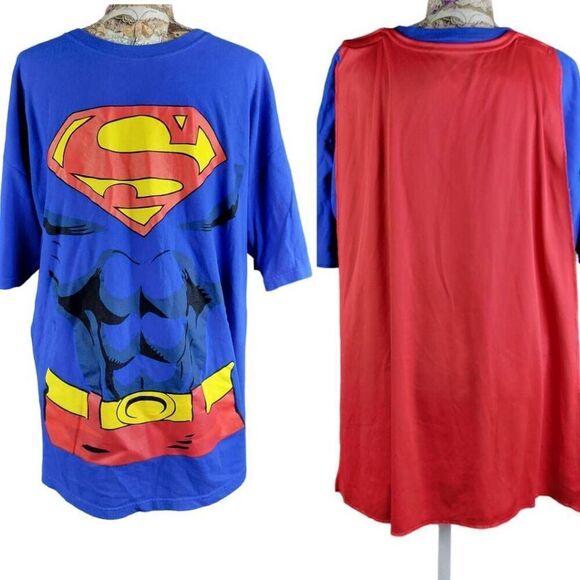 Dad Superman DC Comics T Shirt With Detachable Cape Father's Day Gift - Picture 1 of 6